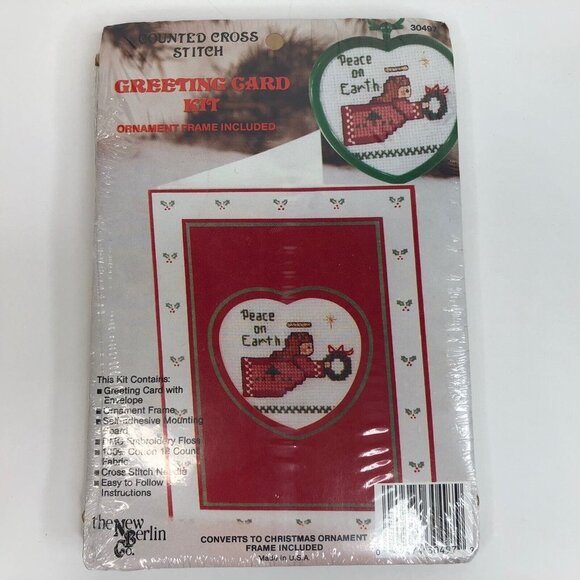 The New Berlin Counted Cross Stitch Greeting Card Kit 'Peace On Earth' Ornament - Picture 2 of 9